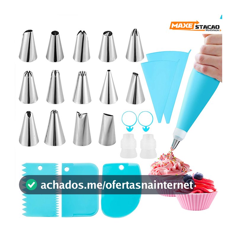 Kit Saco de Confeiteiro 24 Peças Profissional - Conjunto Completo com Sacos Reutilizáveis e Bicos para Iniciantes