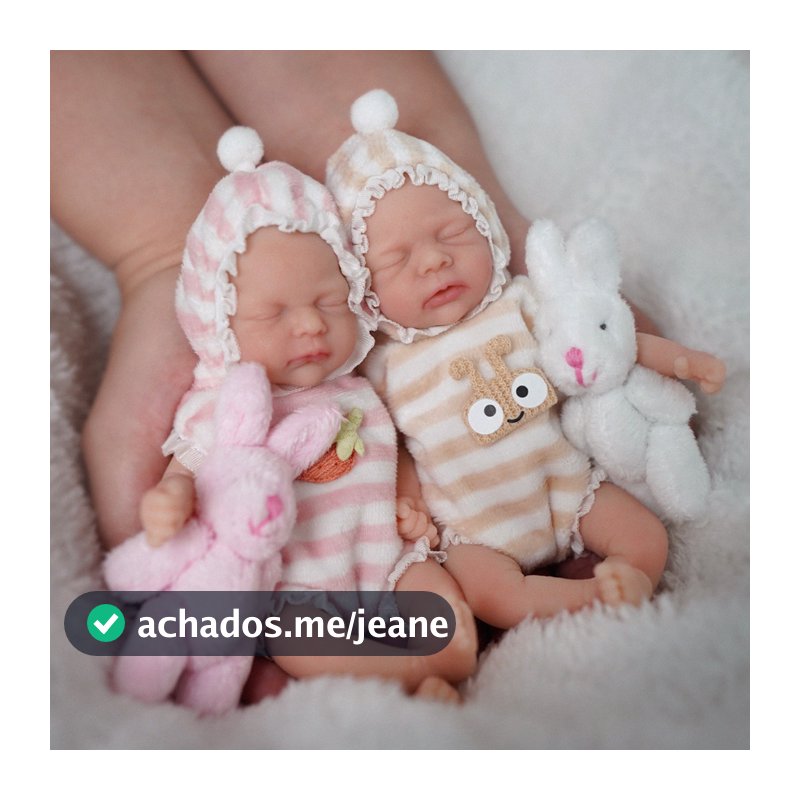 Brastoy Bebê Reborn Boneca Silicone Sólido Suave Gêmeos Menina e Menino Original 15cm