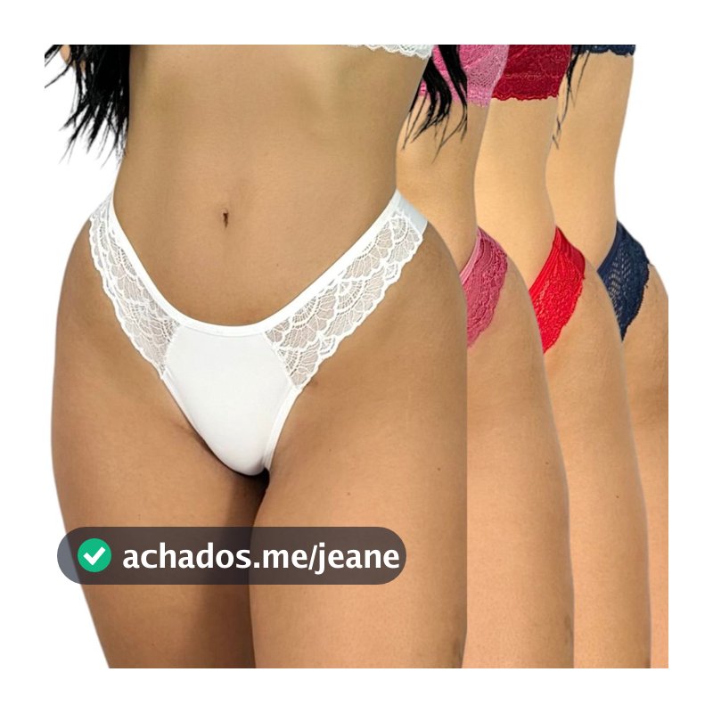 Kit 5 Calcinha Fio Duplo Lingerie Renda Lateral Confortavel Tanga Dia Dia Moda Intima Feminina