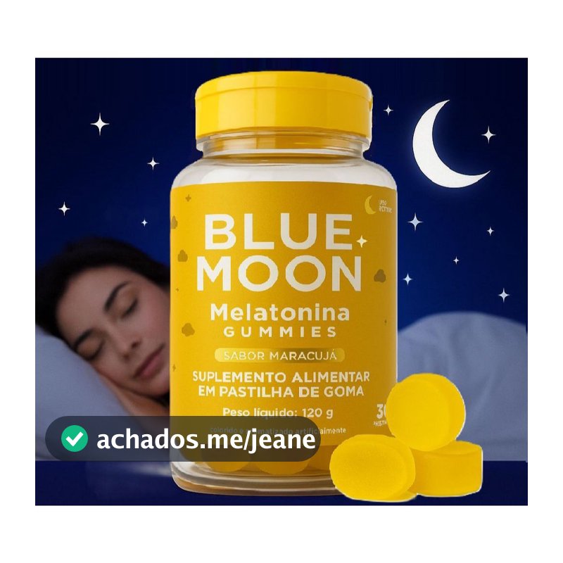 Blue Moon Melatonina em Gomas – Suplemento Noturno Sabor Maracujá 30un