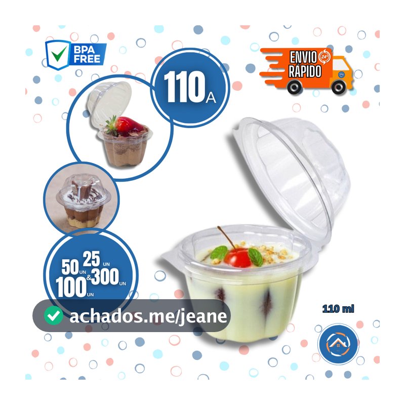 Embalagem Mousse 110ml (110A) p/ Doces e Delivery ATACADO KIT c/25, 50, 100, 200, 300un ATACADO