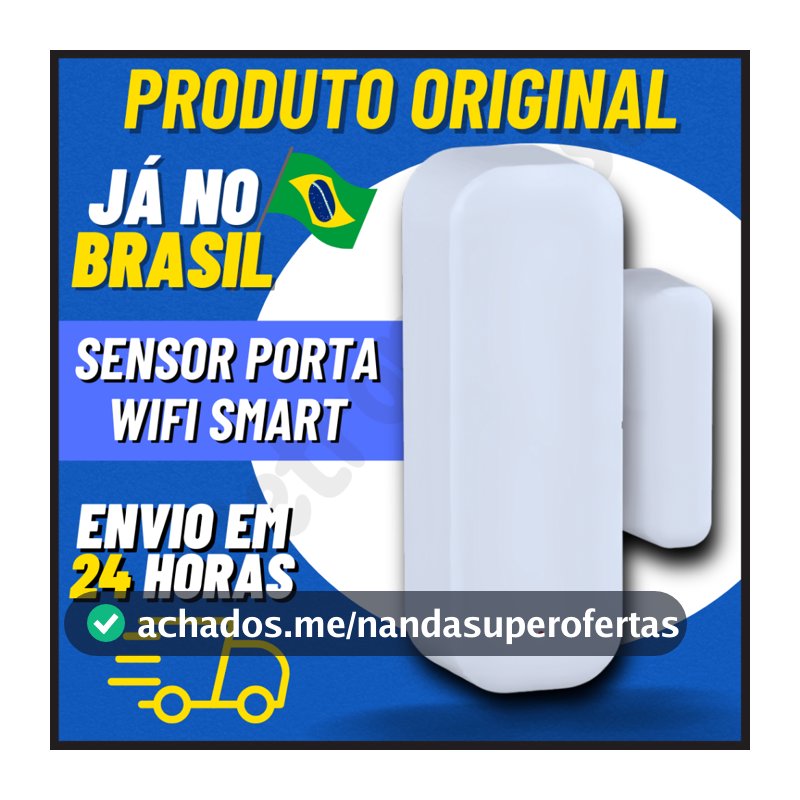 Sensor de Porta e Janela Wi-Fi Inteligente Tuya Smart Life Comando de Voz Sem Fio Alexa Google Home