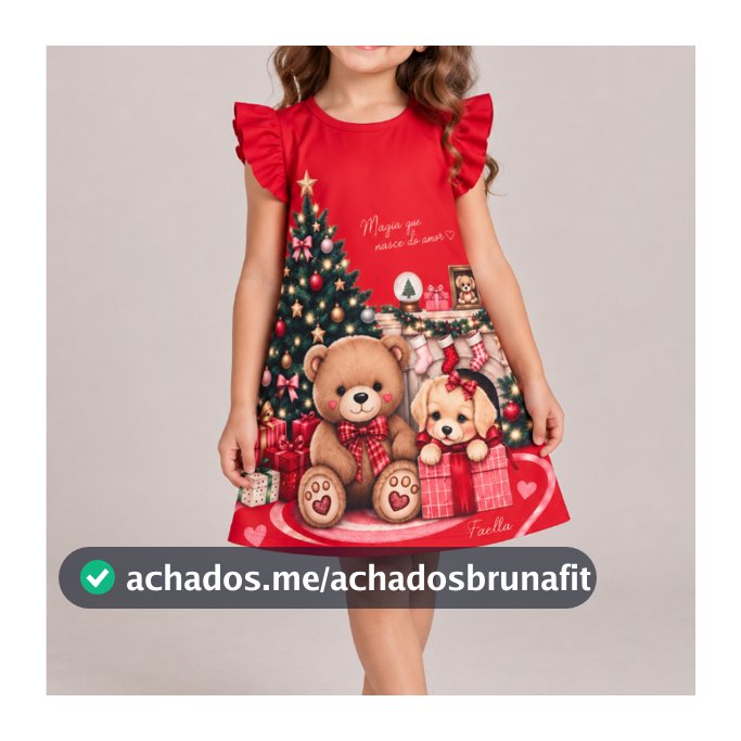 Vestido Infantil Verão Feminino Natal - Vermelho
