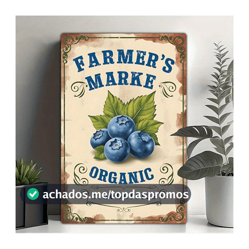 CIFbuy Vintage Blueberry Metal Sign Retro Farmhouse Decoração De Parede Para Bar De Cozinha