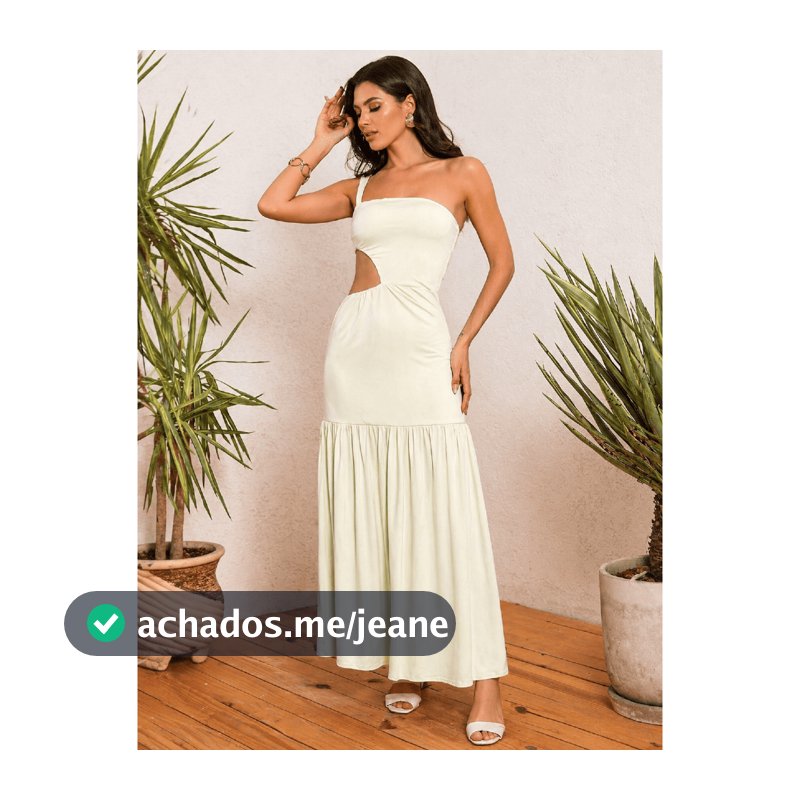 Vestido Midi Feminino luxo Vazado na Cintura Suplex de Poliamida Premium de Alça Única