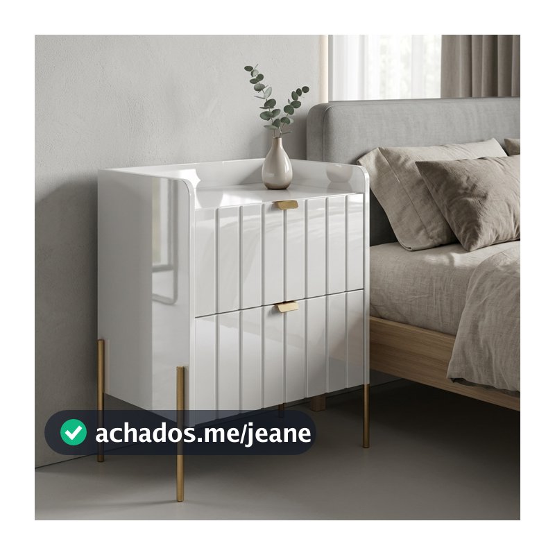Kit Mesa de Cabeceira Industrial Moriah 45cm MDF 2 Gavetas Riscadas Pés e Puxadores de Ferro