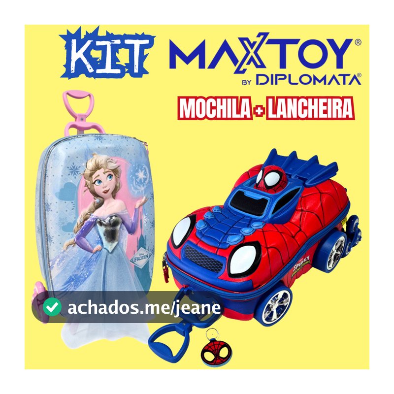 Kit Escolar Infantil 3D Diplomata Mala Rodinha + Mochila Original Vários Personagens