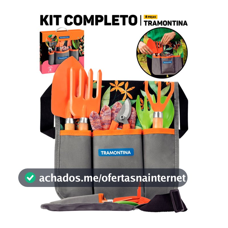 Kit Conjunto Jardinagem Tramontina 8 Peças C/ Cinto Ferramentas Jardim Flores Manutenção Horta