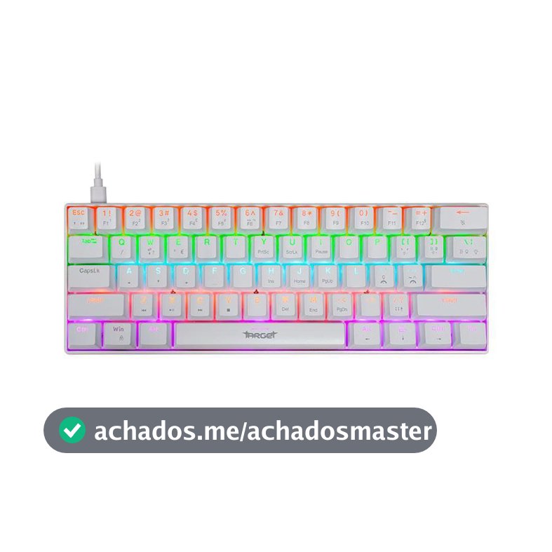 Teclado Mecanico TGT Sherman Compacto V2, Rainbow, ABNT2, Switch Huano Azul, Branco, TGT-SHCPTW-RBW02