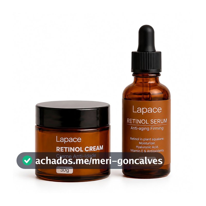 Kit Retinol Anti-Envelhecimento Creme + Sérum Facial Coreano Hidratante Anti-idade para Rosto Firmeza Lapace