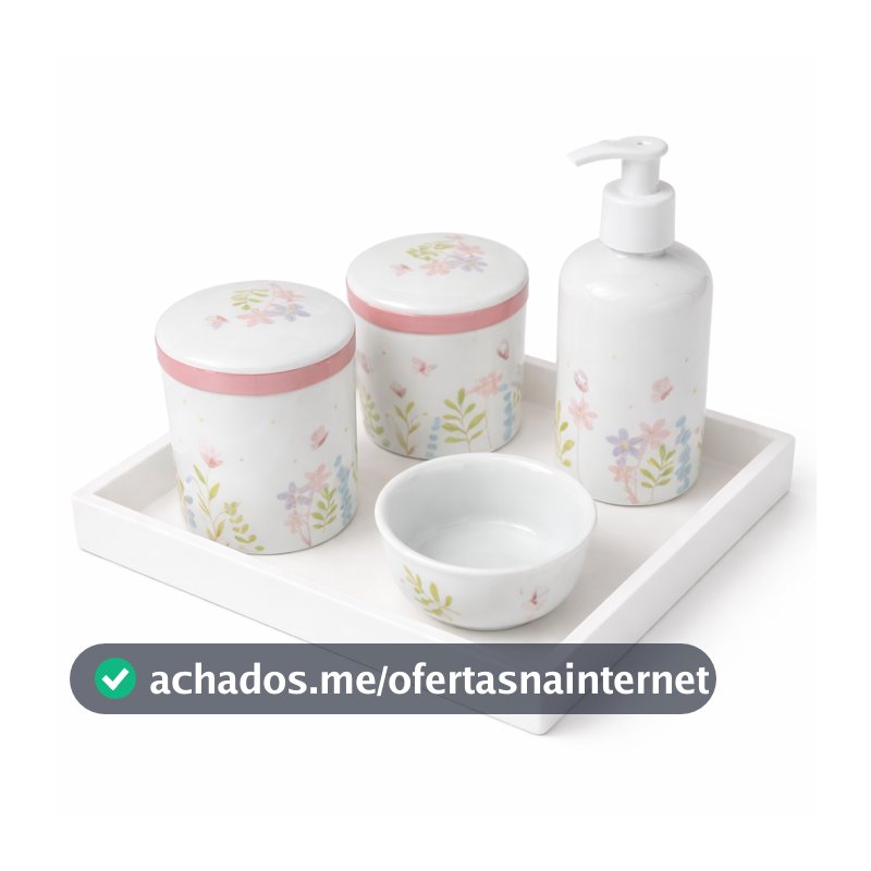Kit Higiene Bebê Porcelana Floral Rosa Lilas Delicadas Quartinho Infantil Criança