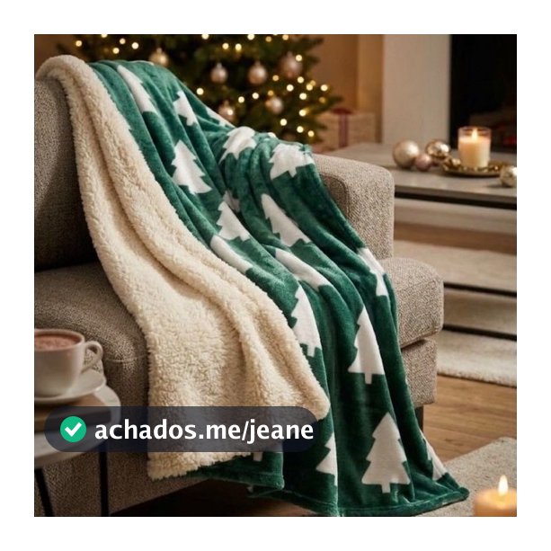 Manta Flanelada de Natal Dupla Face 130cm x 150cm