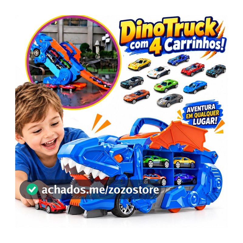 Caminhão Dinossauro Cegonha Brinquedo Menino Pista de Carrinho Maleta Lançador