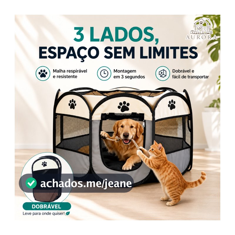 Casinha Pet Dobrável Grande Portátil Cercado para Cachorros e Gatos Resistente
