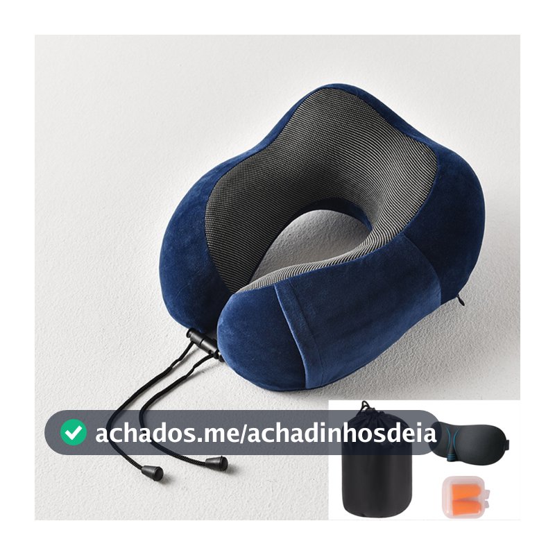 Kit Viagem Travesseiro Espuma Viscoelástica E Máscara Tapa Olho E Protetor Auricular ATP43