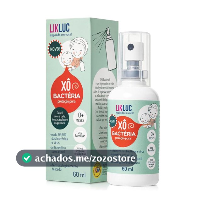 Xô Bactéria Spray Infantil Sem Álcool | Higienizador antisséptico para bebês, crianças e adultos | Liklux
