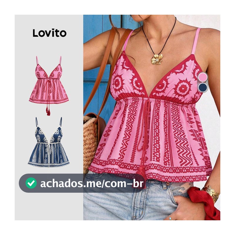 Blusa Regata Feminina Lovito Férias Nacional Top Franjas Costas Nuas Primavera/verão Top LBL32267