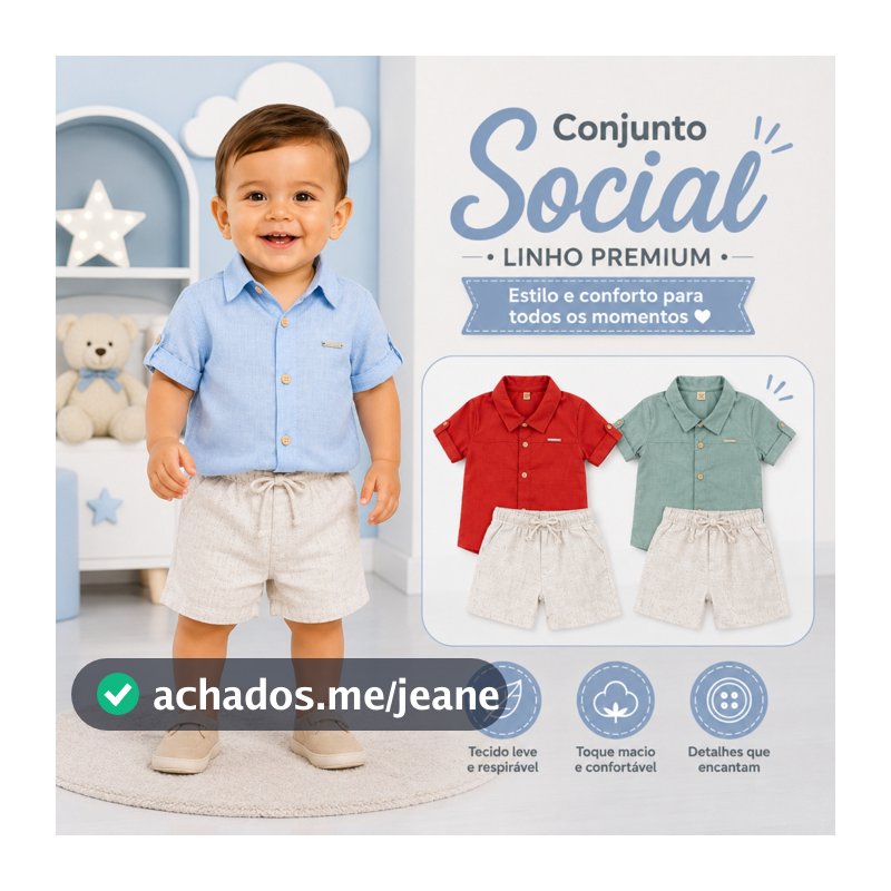 Conjunto infantil masculino short linho+camisa de botões para meninos estilosos Conjunto Social Baby Kids Em Linho