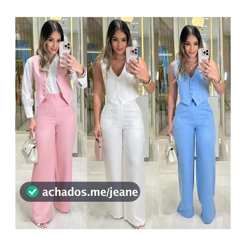 CONJUNTO FEMENINO CALÇA E COLETE  EN ALFAIATARIA SOCIAL .MODA 2026