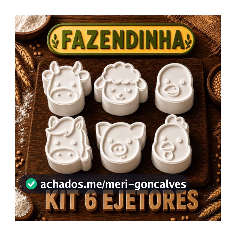 Kit 6 Ejetores De Brigadeiro Fazendinha Para Docinhos Festa Infantil Confeitaria Modelador De Doces 3,5 cm Profissional
