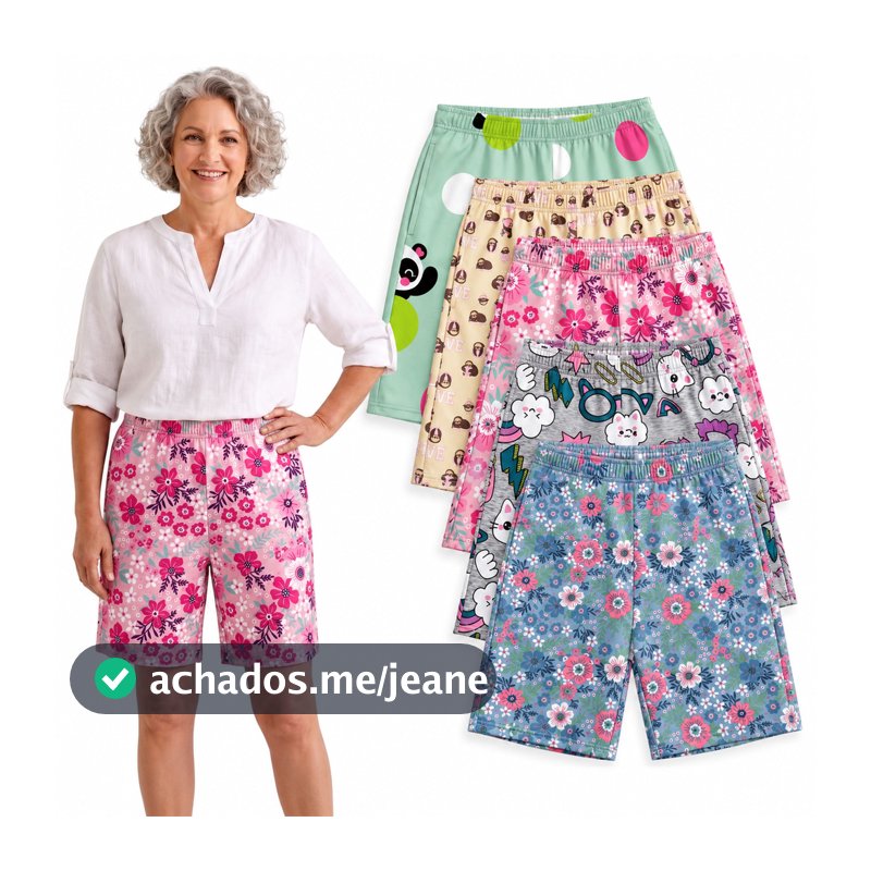 Kit 03 Bermudas Femininas de Senhoras Estampada