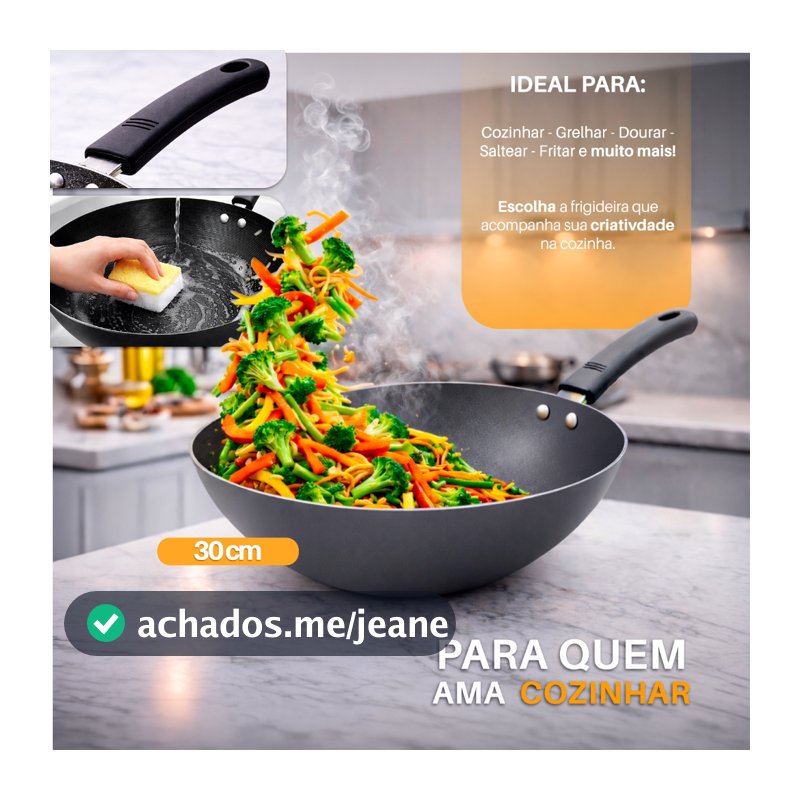 Frigideira Wok Profissional Antiaderente Refogados E Yakisoba
