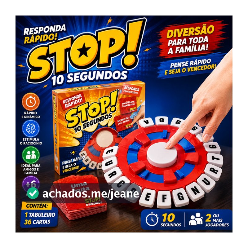Jogo de Tabuleiro Educativo Pense Rápido 24cm com Cartas em Português