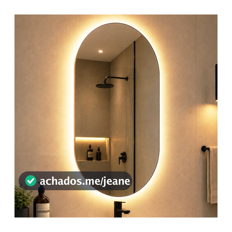 Espelho Oval com LED Orgânico Lapidado para Banheiro Quarto Sala Grande