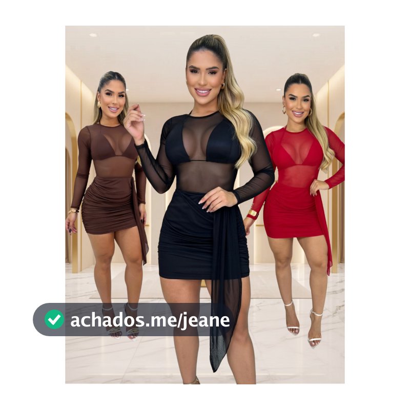 Vestido Festa Curto Tule Feminino Com Top e Bojo Manga Longa Balada Luxo Premium Tendencia