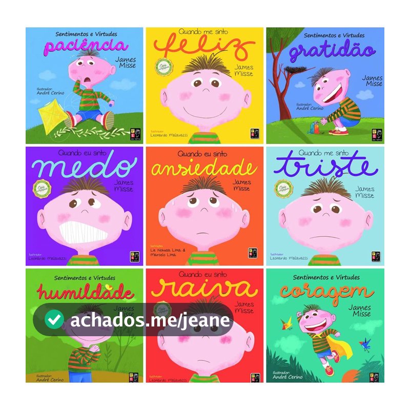 Coleção Infantil com 9 Livros sobre Sentimentos, Emoções e Virtudes