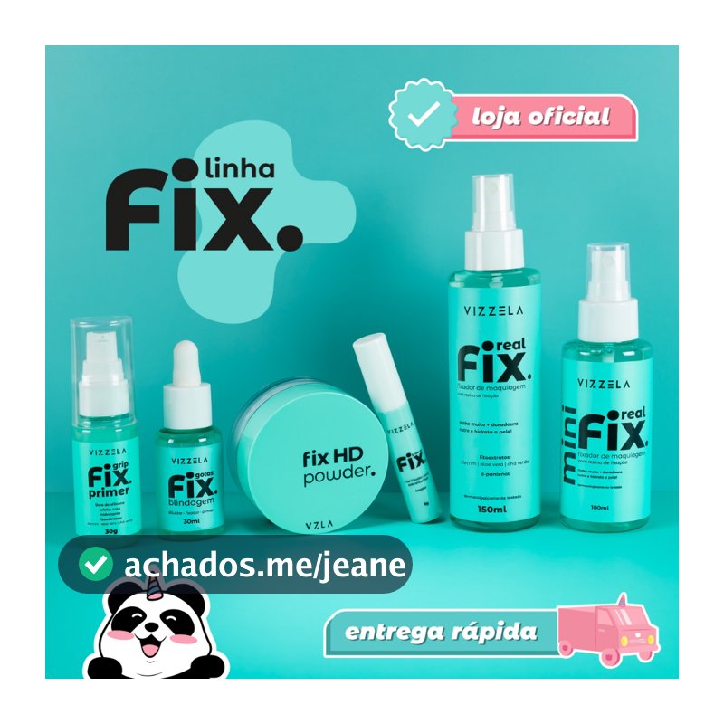 Linha Fix Vizzela Real Fix Gotas Fix + Hd Powder + Gel Fixador + Primer Original Vizzela