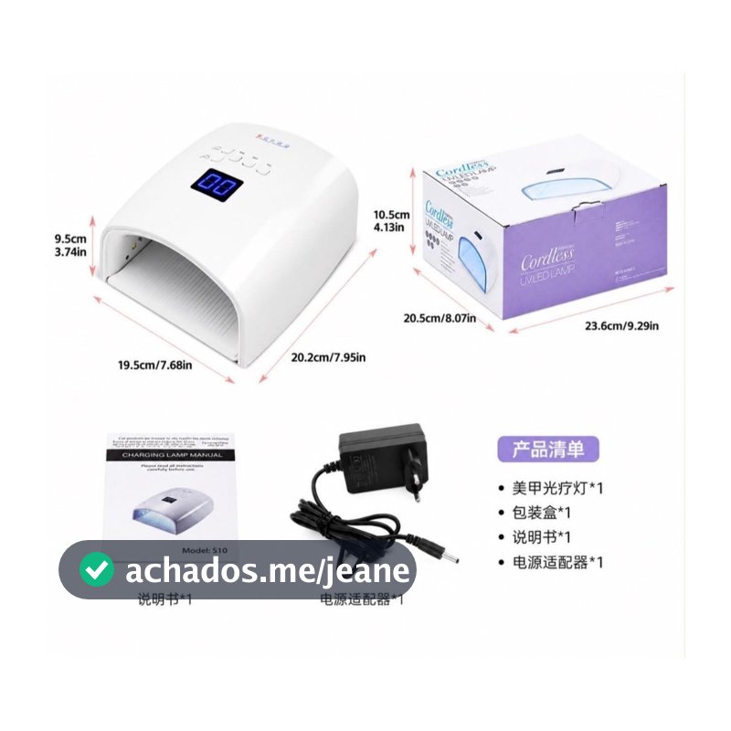 Cabine UV Led Portátil Recarregável  Secagem de Unhas Gel - Branca