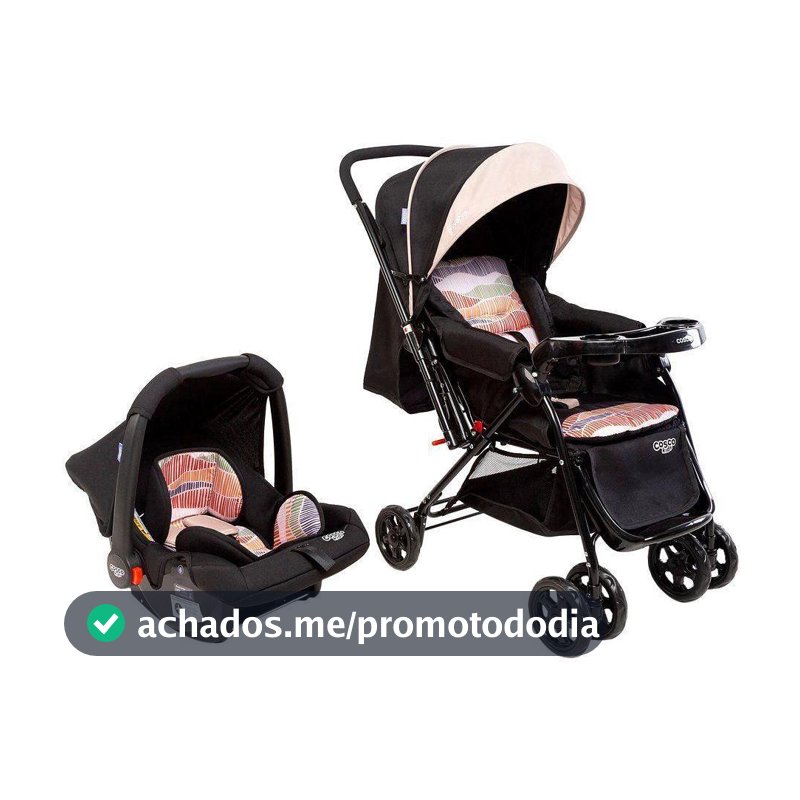 Carrinho de Bebê Alça Reversível com Bebê Conforto Cosco Kids