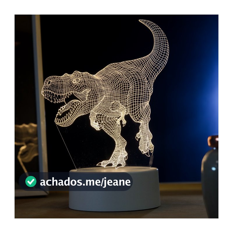 Luminária LED 3D de Mesa / Luz Noturna /  Presente Criativo - T-rex 3D, tiranossauro rex, dinossauro