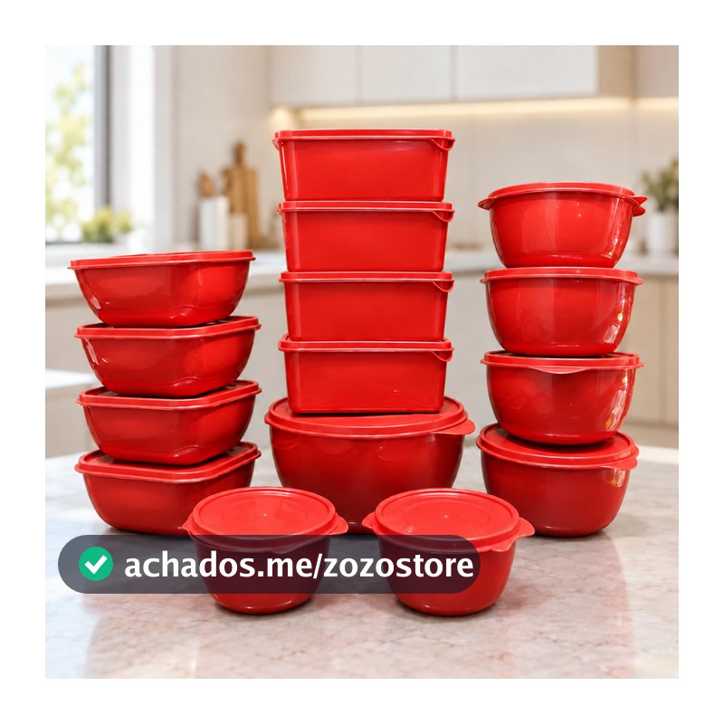 Kit 15 Potes Bowl Plástico com Tampa – Marmita Cozinha, Freezer, Micro-ondas e Lava-Louças.