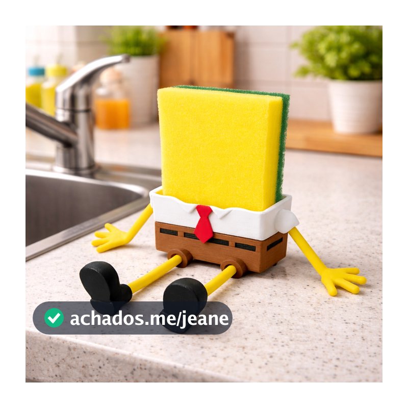 Suporte de Esponja Bob Esponja 3D Criativo Geek Cozinha Decorativa
