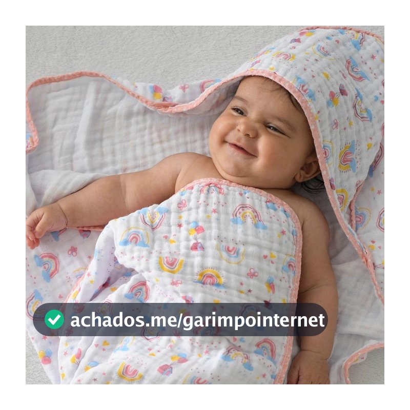 Toalha de Banho Bebê 70 cm x 70 cm Soft 2 Camadas de Fralda Bublim