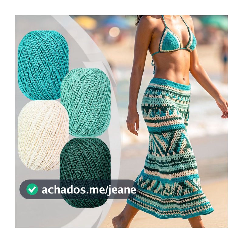 Kit 4 Barbantes Crochê Artesanato Fio Malu 8/4 Quatro Cores Paleta Tons Verde Criativo 500m Cada