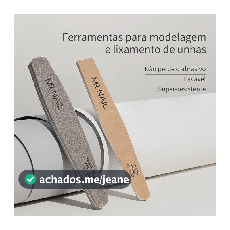 MR NAIL Lixa de Unha Profissional 100/180 ou Lixa Esponja Dupla Face 10 Unidades