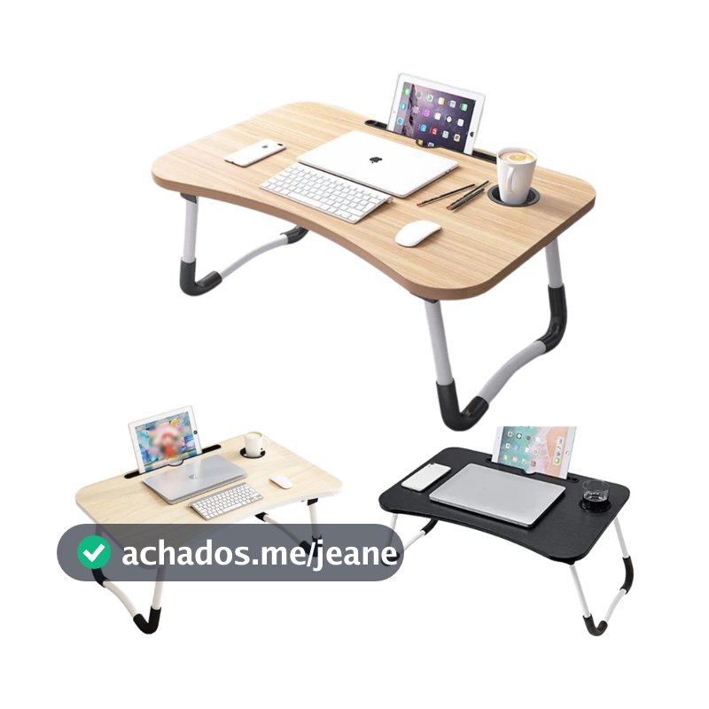 Mesa Dobrável Mesinha Portátil Para Notebook Home Office Cama Refeição Viagem De MDF