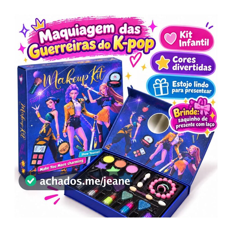 Kit Maquiagem Infantil Guerreiras K-pop Completo Com Espelho + Brinde Dia das Crianças