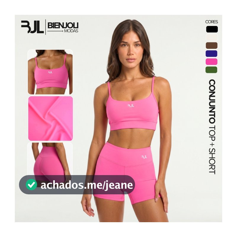Conjunto Fitness Feminino ZERO TRANSPARÊNCIA Academia Top Alça Fina Padrão Short Básico Liso Treino