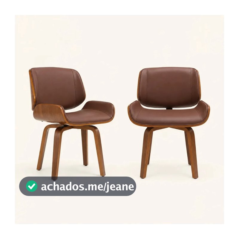 Kit 2 Cadeiras Milão Lisa Homenow - Couro Sintético Base Fixa Giratória Madeira