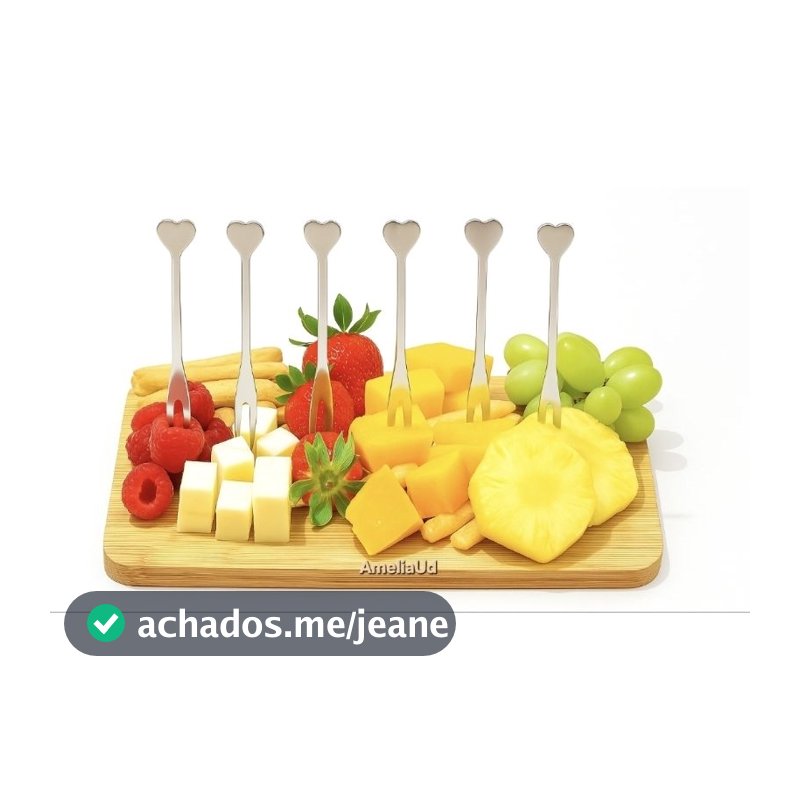 Kit 6 Mini Garfinhos  Petisco Coração Inox  Petiscos Fondue Queijo Frutas Jogo Com 6 Un - Unyhome