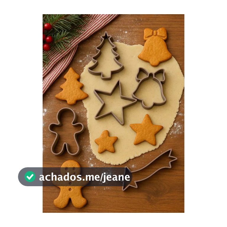 KIT C/5 Cortador Massas Biscoito natalino Pasta Americana Artigo de Confeitaria Natal Biscoito
