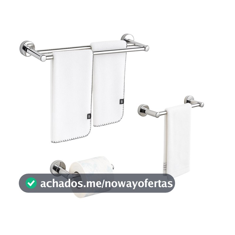 Lumai Kit Suportes de Banheiro 3 Acessórios Toalheiro Duplo - Porta Papel - Toalha de Rosto Aço Inox