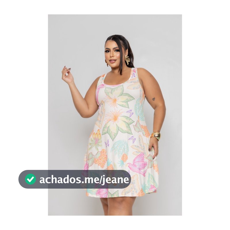 Vestido Plus Size de Verão Regata Soltinho Estampado Ref: 24