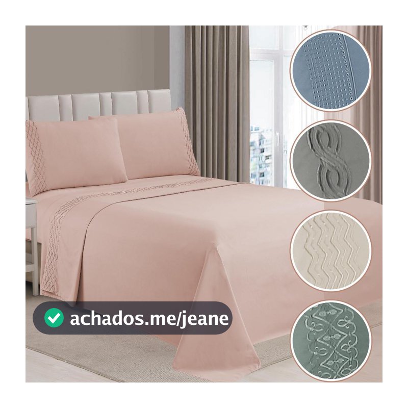 Jogo De Cama King 4 Peças Bordado Toque Macio Liso Habitat