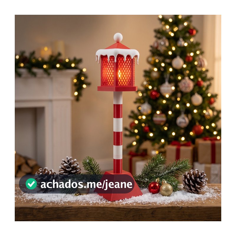 Mini Poste Natalino Luminaria Enfeite Natal Com Vela Led