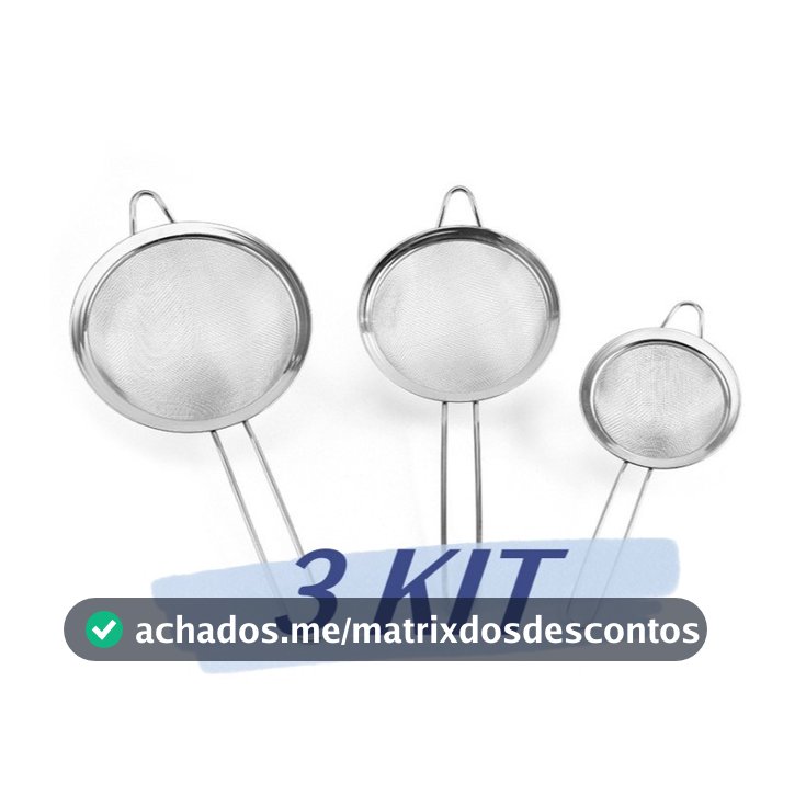 Kit 3 Peneira Coador De Peneiras Aço Inoxidável Para Cozinha Peneira De Cozinha